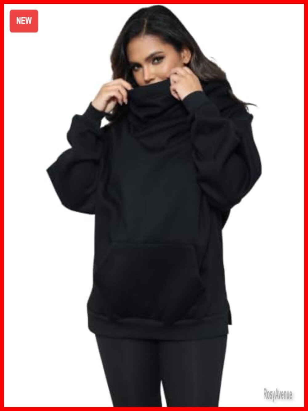 Oversized Fleece Hoodie with Built-In Neck Gaiter Scarf